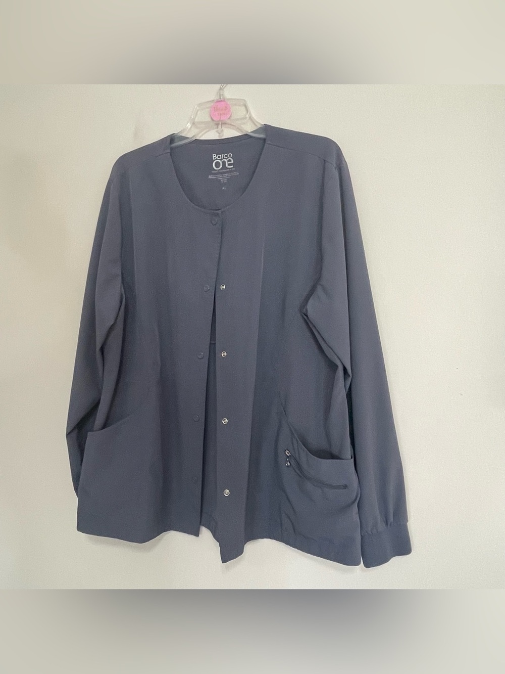 Barco One Gray Snap Front Scrub Lightweight Jacket ~‎ Size XL Medical Staff